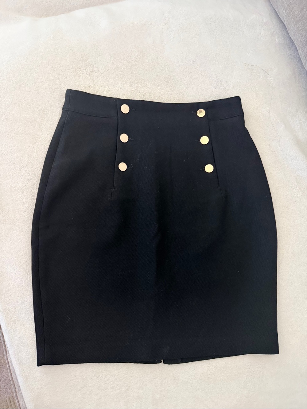 H&M Black Pencil Skirt with Gold Button Accents